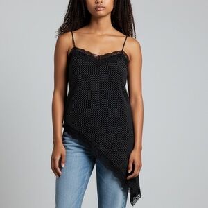 Zara Black White Polka Dot Asymmetrical Cami Tunic Top S Ballet Coquette Classic